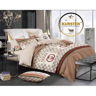 KurstenShop 4in1 Premium US Cotton GUCCI Design Bedsheet Set