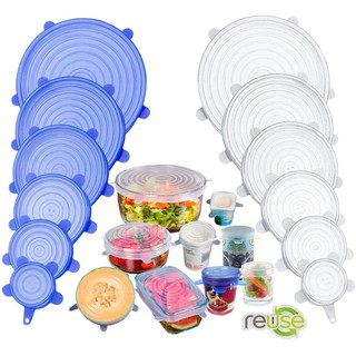6pcs/12pcs Silicon Food Cover Stretchable Food Cover & Bowl Cover Food Fruit Lid - Blue/White