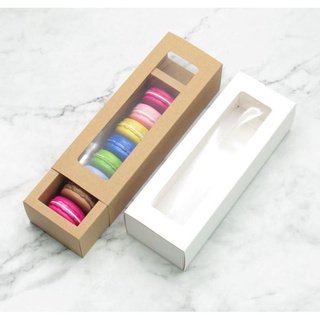 Gift & Wrapping♟☁1 pc Brown/White Plain Macaron Box with window Macaroon Dessert Packaging for Small