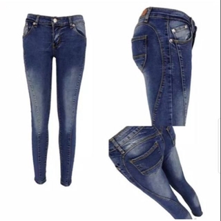 Women’s Vintage Denim Skinny Jeans Low Waist Pants