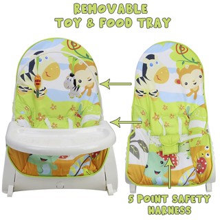 Baby Rocker Portable Rocking Chair 2 in 1 Musical Infant to Toddler Dining Chair
