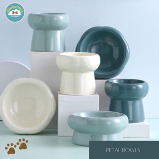 Nordic Petal ceramic bowl Pet Feeder Ceramics Cat Dog BowlsPet Raised bowl elevated bowl minimalist