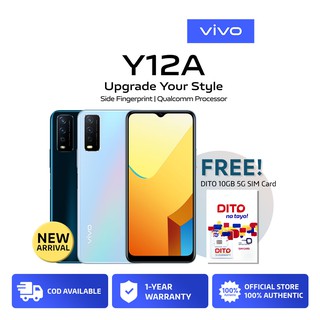 vivo Y12A, 3GB+32GB, QSD439, Side Fingerprint, 5000mAh, Smartphone with Free DITO 5G SimCard