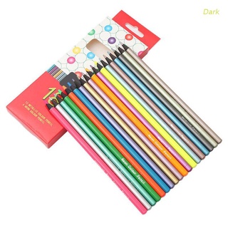 Dark 12Pcs Metallic Non-Toxic Colored Pencils+6 Fluorescent Color Pencils for Drawing Sketch