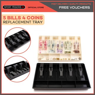 Cash Coin Register Insert Tray Replacement Money Drawer Storage -(black)