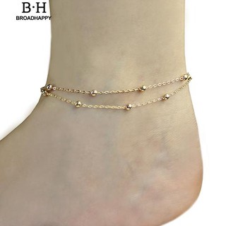【COD】Double Layer Bracelet Ankle Chain Anklet Hand Chain Beads Lady Jewelry Gift