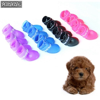【Stock】 Pet shoes Waterproof Protective Pet Puppy Rain Boot 4pcs/set