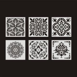 love* 6pcs/set Mandala Stencil Wall Painting DIY Drawing Template Ruler for Floor Tile (1)