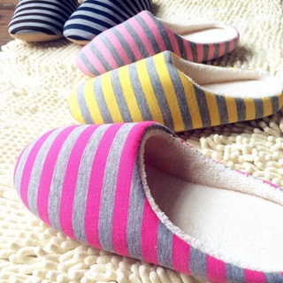 Indoor slippers❤wholesale❤Soft Stripe cotton Plush Slippers Indoor Home Anti-skid