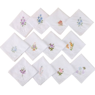 【spot goods】☃▦❦STღ3Pcs/Set Women White Square Handkerchief Floral Embroidered Pocket Random