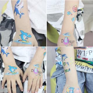 5pcs Shark Temporary Tattoos For Kids Cartoon Sharks Body Stickers Tattoo Sticker Birthday Gift (5)