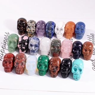 1PCS Natural Crystal Skull Pink Crystal Carved Semi-precious Stones Creative Ornaments Crafts Home Decoration Ghost Head (8)