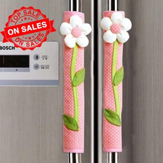 Pastoral Flower Polka Dot Door/refrigerator Handle Door Fridge Cover G0Z2