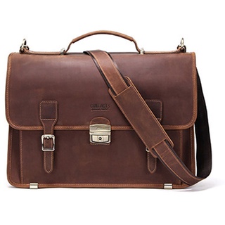 briefcase Crazy Horse real Leather Men Briefcase Brand Luxury Men's Messenger Bag for Male Business