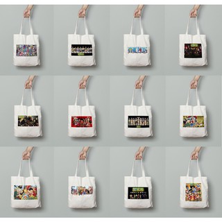 Men Bags☫✻ONE PIECE Anime Design Canvas Tote Bag with Black Zipper