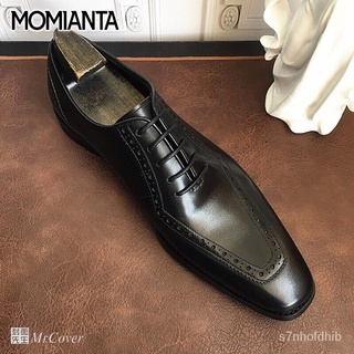 MOMIANTADress Shoes Male Pointed-Toe Lace【Preferred Cowhide】British Oxford Shoes Business Groom Wedd