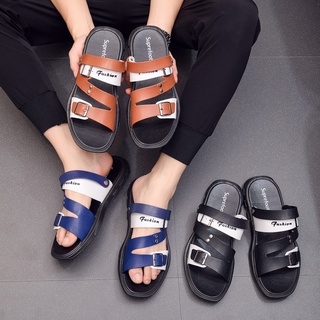☁Summer Korean fashion trend men s sandals and slippers, outer wear dual-use thick-soled non-slip be