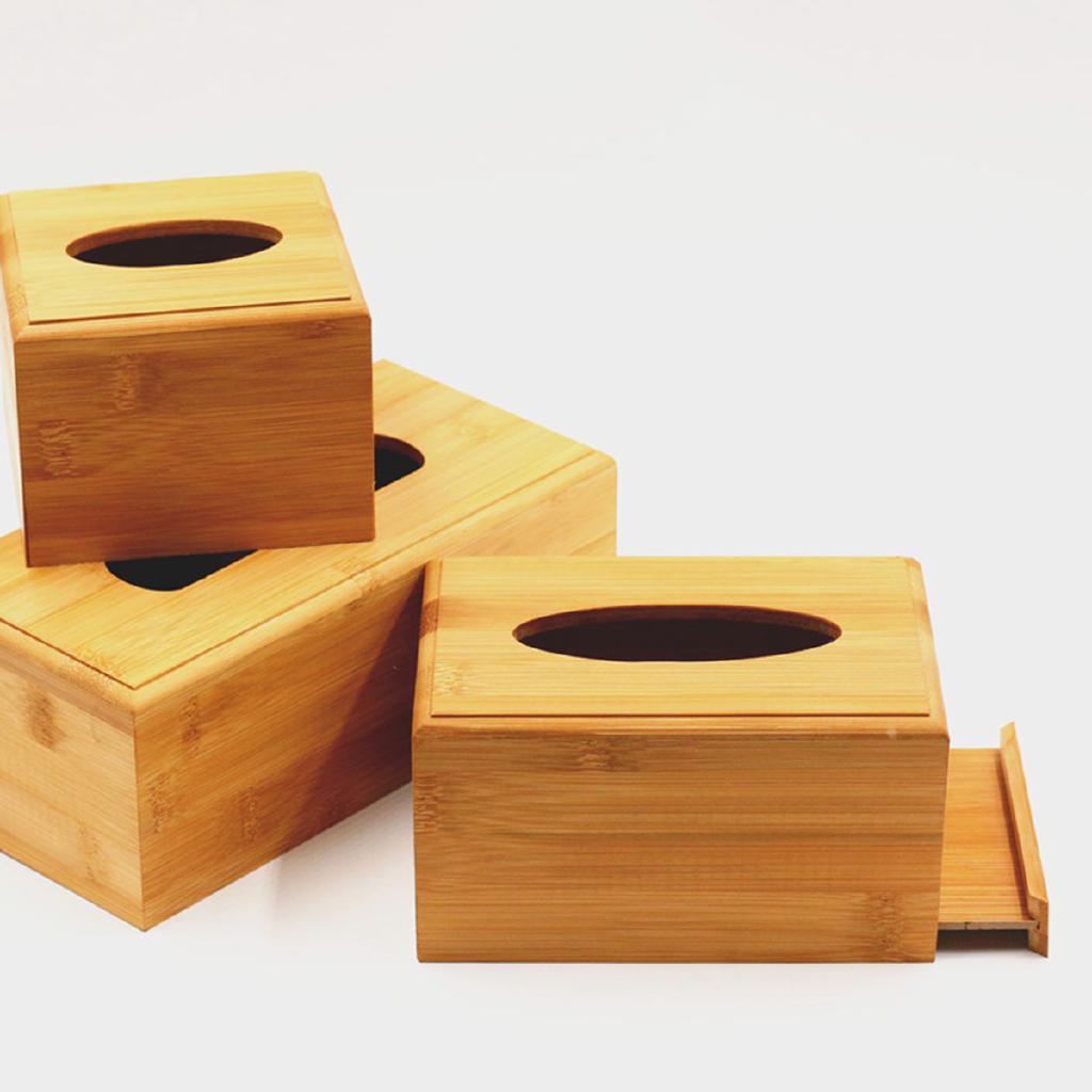 Bamboo Wooden Tissue Box Wood Holder Towel Napkin Storage