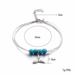 【spot goods】 ☏☊✿UIEEPGP✿Turquoise Dolphin Tail Multi-Layer Anklet Ankle Bracelet Barefoot Beach Jewe