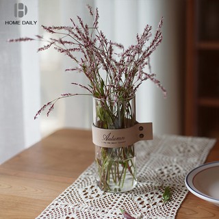 Creative leather glass vase Nordic simple transparent flower vase dried flower hydroponic plant vase decoration