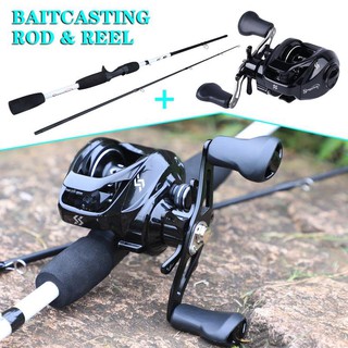 Sougayilang 1.75M Lure Fishing Rod and 12 1BB Casting Fishing Reel 2 Sections Carbon Fiber Fishing Reel Fishing Rod Set