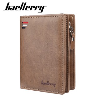 Baellerry Luxury Brand Men PU Leather Wallet With Zipper Coin Pocket Vintage Big Capacity Male Short