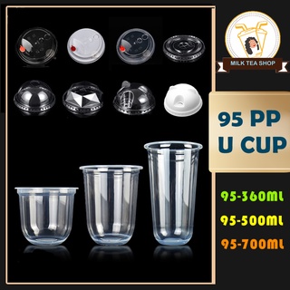 50pcs 95mm PP U cup Plastic Cup for milk tea cup Coffee juice cup