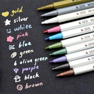 10 Colors Metallic Marker Pen DIY Scrapbooking Crafts Soft Brush for Drawing DIY