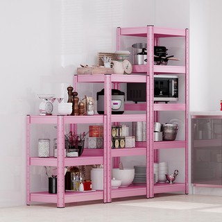 pink color 3 / 4 /5 tiers metal storage shelving with 5 adjustable steel shelves