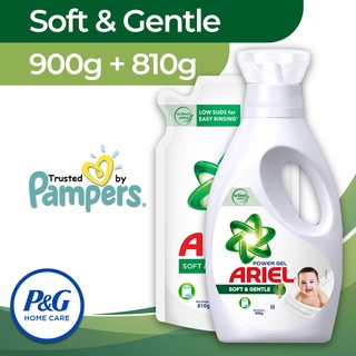 Ariel Laundry Liquid Detergent Soft & Gentle 900g Bottle with 810g Refill