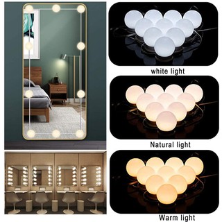 10 LED Bulbs Makeup Mirror Light 3 Colors Stepless Dimmable USB Plug Vanity Mirror Lights Kit for Dressing Table