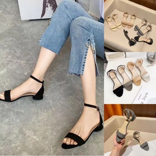 ♂JK COD 807-2 Korean matte 1 INCH heels with ankle strap for women shoes