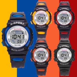 Warmroom Waterproof Children Boys Digital LED Sports Watch Kids Alarm Date Watch Gift (1)