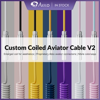 Akko Retractable Coiled Avaitor Cable, USB Type-C Extension Cord, Coiling Spring Sprial Cable for Mechanical Keyboard (1)