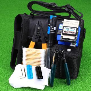FTTH Fiber Optic Tool Kit with FC-6S Cleaver and Plastic Visual Fault Locator 1mW Wire Stripper Tool 13 Pcs/Set