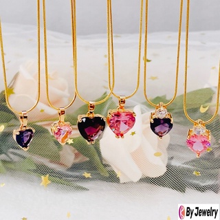 [BY]Kpop BTS 18k Rose Gold Plated Purple/Pink Heart Pendant Necklace!