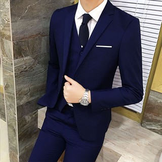 3 Piece Set Men Formal Suit Wedding Dress Suit for Men Blazer with Vest Pant Set (1)
