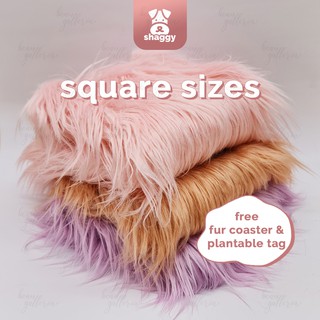 Shaggy Faux Fur Fabric in SQUARE SIZES, flatlay, product photoshoot, baby milestone by Beau Galleria