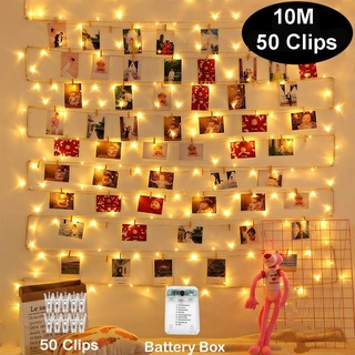 10M LED Light Use Battery With Photo Clip Photo Fairy String Lights Battery Light Led String Light Decoration Bedroom Wall Light Christmas Decoration Light Patio Decoration Waterproof Wedding Garland DIY Decoration Light