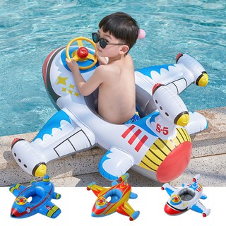 Durable Kids Swim Ring with Seat Baby Inflatable Swimming Airplane Boys Girls Float Seat Boat Pool Swim Ring for Toddler Infant