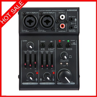 【New】♬♪Fast shipping ammoon AGM02 Mini 2-Channel Sound Card Mixing Console Digital Audio Mixer 2-