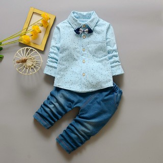 New Fashion Baby Boys Clothing Set Shirt+Jeans (1)