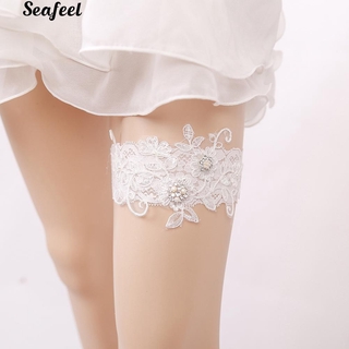 🎉Wedding Faux Pearl Rhinestone Lace Floral Bridal Leg Garter Thigh Ring Belt🎉 (2)