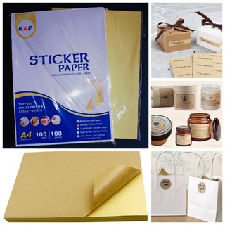 (50pcs)Printable Kraft Sticker Paper A4,105gsm Labelers/Adhesive For Inkjet/Laser Printer Printing