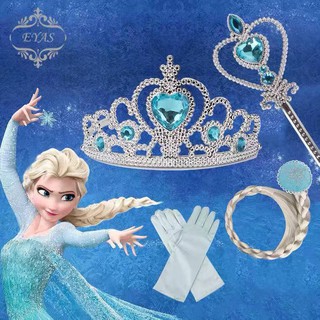 Ready Stock Frozen Princess Wand and Crown Set Elsa Anna Wig and Gloves Set