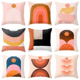 Morandi Color Pillowcase Abstract Pillow Cover Oil Painting Rainbow Geometric Pillow Case