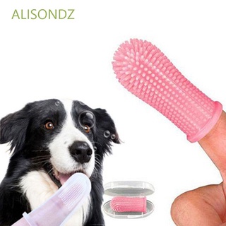 ALISONDZ 3 Colors Dog Accessories Super Soft Pet Finger Toothbrush Dog Brush Bad Breath Care 1pc Pet Tooth Brush Silicone Cleaning Supplies Bad Breath Tartar Teeth Care Tool/Multicolor