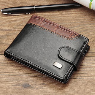 Baellerry Patchwork Leather Men Wallets Short Male Purse With Coin Pocket Card Holder Brand Trifold
