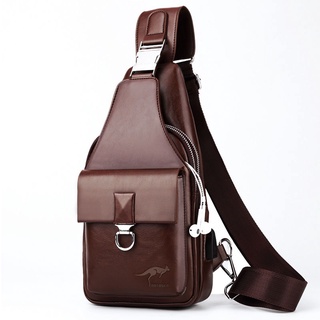 ❄kangaroo chest bag leather texture casual men s bag, shoulder bag, messenger bag, backpack, shoulde