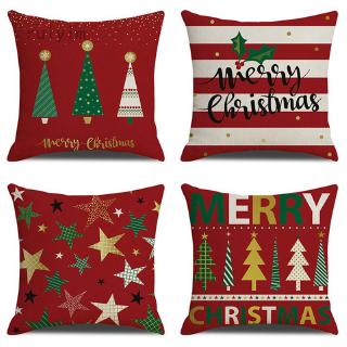 Christmas Cotton Linen Pillow Case Sofa Car Waist Throw Cushion Cover Home Decor
